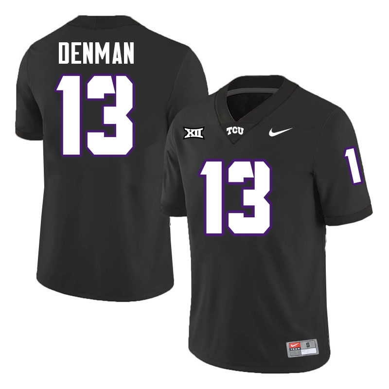 #13 Jon Denman TCU Jersey,Texas Christian University Horned Frogs Football Jersey-Black